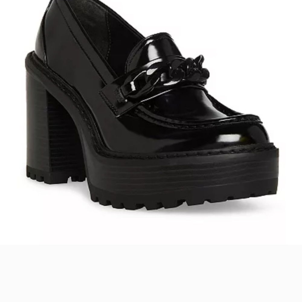Madden Girl Glossy Black Platform Loafers